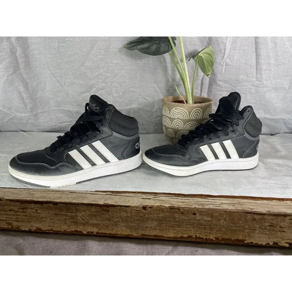 Adidas Black and‎ white High-tops Mens basketball, white flat athletic shoe lace